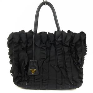ナイロンチェーンバッグ プラダ レディース テスートボンバー シルバー金具 【中古】 ブラック PRADA
