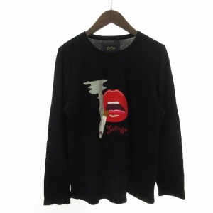 【中古】マーブルズ 15AW COTTON INTARSIA KNIT SMOKE LIP ニット セーター 長袖 クルーネック MKN-A1504 黒 L