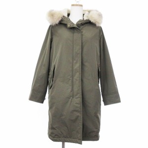 【中古】プラステ PLST 18AW モッズコート フード ミリタリー 裏ボア フェイクファー カーキ S ■SM0 レディース