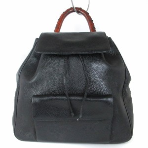 【中古】デスモ DESMO リュックサック デイパック バックパック 巾着 レザー 黒 ブラック 鞄 カバン レディース