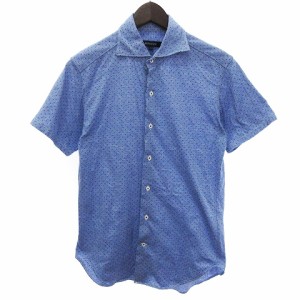 【中古】アバハウス ABAHOUSE シャツ 半袖 ドット 水玉 レギュラーカラー コットン 青 ブルー 1 メンズ
