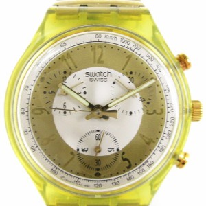 【中古】スウォッチ 93年製 ゴールデングローブ 腕時計 アナログ クロノグラフ クオーツ ゴールドカラー 黄色