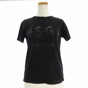 【中古】エムエスジーエム MSGM Tシャツ 半袖 丸首 クルーネック ロゴ プリント 黒 ブラック S ■SM0 レディース