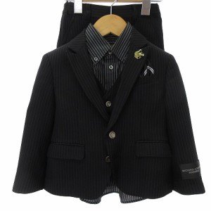 【中古】MICHIKO LONDON KOSHINO セットアップ 4点セット ジャケット ベスト シャツ パンツ ストライプ 黒 100 ■SM1 