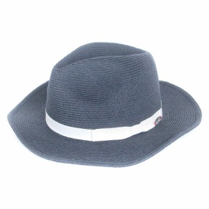 【中古】アーノルドパーマー 中折れHAT ストローハット ペーパー  リボン サイズ調整可 紺 ネイビー 帽子