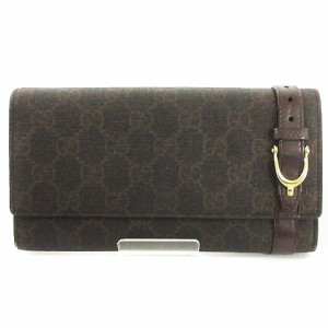 【中古】グッチ GUCCI GGスプリーム 長財布 ロングウォレット レザー 309760 ブラウン 茶 ■GY14 レディース