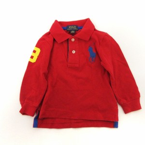 【中古】ポロ ラルフローレン POLO RALPH LAUREN ポロシャツ 長袖 ビッグポニー コットン 赤 レッド 80 ■GY14 キッズ