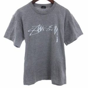 【中古】ステューシー STUSSY 2000年初期タグ Tシャツ カットソー 半袖 クルーネック ロゴ プリント グレー M メンズ