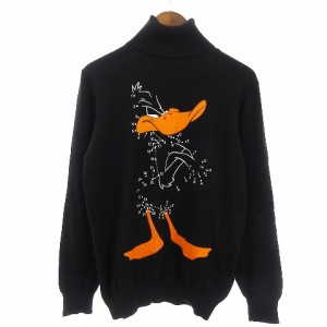 【中古】カステルバジャック Daffy Duck ニット セーター 長袖 タートルネック ウール混 ブラック 黒 46 M位 ■SM1