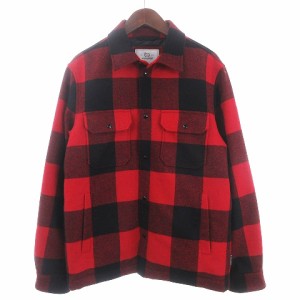 【中古】ウールリッチ 23FW 美品 ダウンシャツ ジャケット バッファローチェック ウール 赤 M ■SM1 メンズ