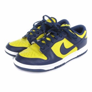 【中古】ナイキ NIKE DUNK LOW RETRO MICHIGAN ダンク ロー レトロ ミシガン スニーカー シューズ 黄 紺 27