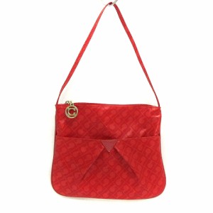 【中古】ゲラルディーニ GHERARDINI 美品 ハンドバッグ ワンショルダー モノグラム 総柄 赤 レッド 鞄 レディース