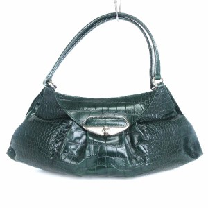 【中古】フルラ FURLA ショルダートートバッグ ハンド 型押し レザー 緑 グリーン ■SM1 レディース