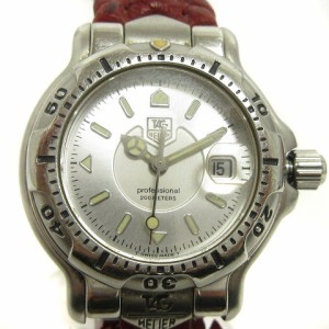 【中古】タグホイヤー 腕時計 6000シリーズ プロフェッショナル アナログ クオーツ デイト 赤 文字盤シルバー ■SMV1 