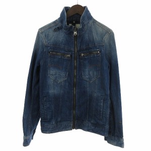 【中古】ジースターロウ G-Star RAW デニムジャケット 長袖 フロントファスナー ポケット コットン 青 ブルー XS