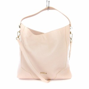 【中古】フルラ FURLA 2way ショルダーバッグ ハンド レザー ホーボー マグネット F6641 ピンク ■SM1 レディース