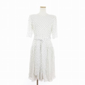 【中古】ハナエモリ HANAE MORI ブティック BOUTIQUE ヴィンテージ ワンピース ロング 総柄 ドット 水玉 白 9A3