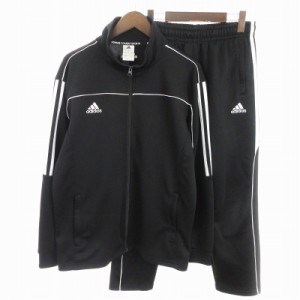 【中古】アディダス adidas セットアップ 上下セット トラックジャケット パンツ 3本ライン ジャージ 黒 M ■SM1