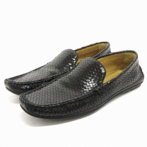 【中古】バタ Bata ドライビングシューズ スリッポン ラバーソール 編み込み 黒 ブラック 42 26.0-26.5相当 ■SM1