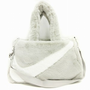 【中古】ナイキ NIKE 美品 NSW FX FUR TOTE BAG フェイクファー トートバッグ 2way DQ5804 グレー ■SM1 レディース