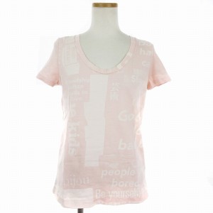 【中古】ノゾミイシグロ NOZOMI ISHIGURO Tシャツ カットソー 半袖 総柄 プリント ピンク ONESIZE ■SM1 レディース