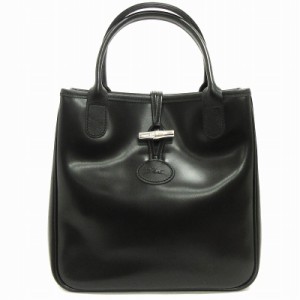 【中古】ロンシャン LONGCHAMP ROSEAU ロゾ ハンドバッグ トート カバン レザー ブラック 黒 ☆AA★ ■SM1