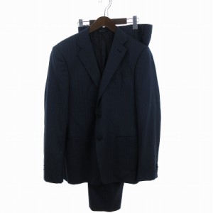 【中古】エンポリオアルマーニ T LINE セットアップ スーツ テーラードジャケット シングル スラックス 紺 48 ■SM1