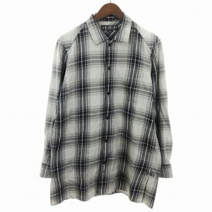 【中古】バル bal ロングシャツ 長袖 タータンチェック グレー M メンズ