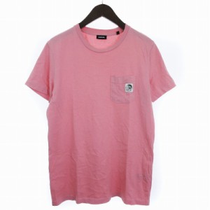 【中古】ディーゼル DIESEL Tシャツ 半袖 クルーネック 胸ポケット コットン ピンク S ■SM1 メンズ