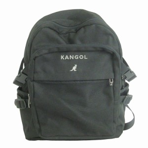 【中古】カンゴール KANGOL リュックサック バックパック キャンバス ロゴ 刺繍 黒 ブラック 鞄 メンズ レディース