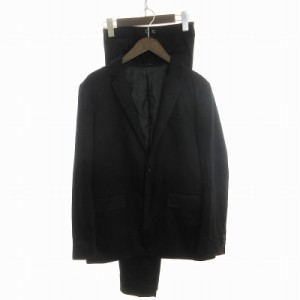 【中古】タケオキクチ スーツ テーラードジャケット シングル 2B パンツ スラックス 黒 ブラック XL L ■SM1 メンズ