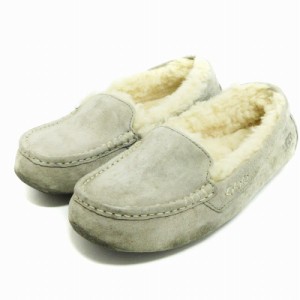 【中古】アグ UGG ANSLEY アンスレー ムートン モカシン シューズ スリッポン グレージュ 24cm レディース