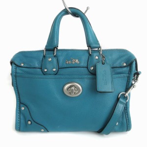 【中古】コーチ COACH ハンドバッグ ショルダー 2way ライダー24 サッチェル 33690 ブルーグリーン 青緑 鞄 ■SM1