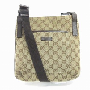 【中古】グッチ GUCCI ショルダーバッグ GGキャンバス スクエア 斜め掛け 122793 ベージュ 鞄 ■SM1 レディース