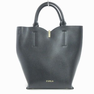 【中古】フルラ FURLA RIBBON S BUCKET BAG ハンドバッグ ミニトート レザー 黒 ブラック M ■SM1 レディース