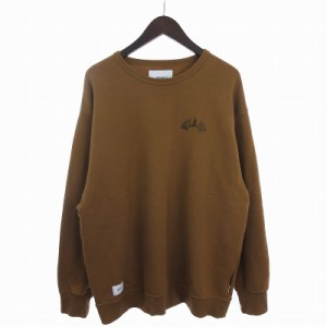 【中古】ダブルタップス 21AW CLUB CREW NECK トレーナー スウェット 長袖 刺繍 裏起毛 212ATDT-CSM14 茶 02 ■SM1