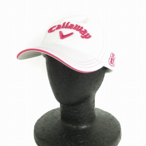 【中古】キャロウェイ CALLAWAY キャップ 刺繍 白 ホワイト ピンク 帽子 F レディース