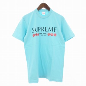 【中古】シュプリーム SUPREME 21SS Milano tee Tシャツ カットソー 半袖 丸首 クルーネック プリント 水色 S