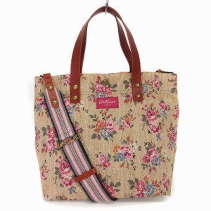 【中古】キャスキッドソン Cath Kidston ハンドバッグ ショルダー 2way 切替 レザー 花柄 ベージュ 鞄 レディース