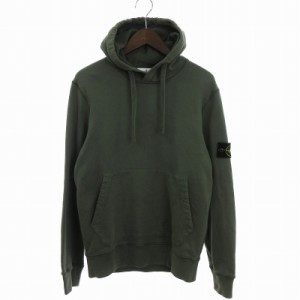 【中古】ストーンアイランド BRUSHED COTTON FLEECE スウェット パーカー プルオーバー ワッペン 裏毛 751564120 緑 S