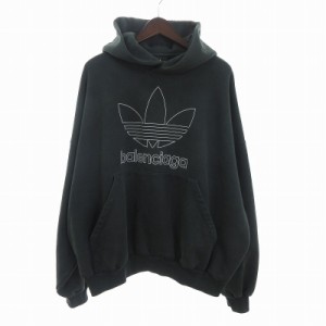 【中古】バレンシアガ BALENCIAGA アディダスオリジナルス 23SS LARGE HOODIE OVERSIZED パーカー 長袖 緑 L ■SM3 