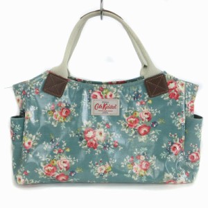 【中古】キャスキッドソン Cath Kidston トートバッグ 花柄 青緑 ブルーグリーン 鞄 レディース