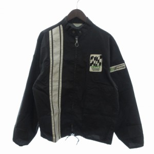【中古】ボナー Bonner ヴィンテージ 80s レーシングジャケット ジップアップ ワッペン 黒 ブラック L メンズ