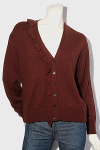 【中古】2018AW MARECHAL TERRE マルシャルテル CARDIGAN フリル Vネック ニット カーディガン 2 ZMT186KN608 /●☆ 