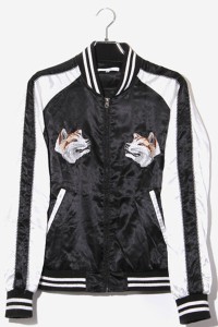 【中古】BAYCREST ベイクレスト 柴犬刺繍 ジップアップ スカジャン ブルゾン M BLACK ブラック /◆ メンズ