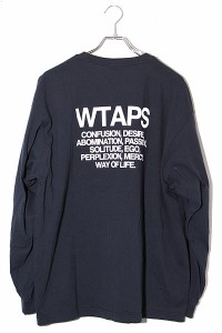 【中古】23SS WTAPS SIZE:2 INGREDIENTS LS COTTON プリント 長袖Ｔシャツ NAVY ネイビー 231ATDT-LTM04S /● メンズ