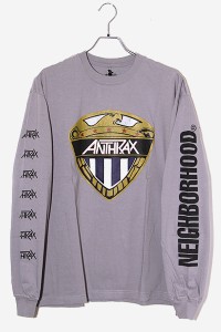 【中古】XL 未使用品 2023AW ネイバーフッド アンスラックス プリント 長袖Tシャツ 232PCNH-LT02S /■In2  メンズ