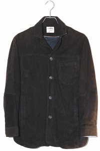 【中古】EMMETI エンメティ 山羊革 ゴートスキン スウェード シャツジャケット 46 ブラック イタリア製 /◆ メンズ