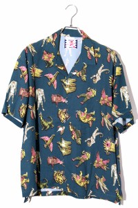 【中古】サノバチーズ SIZE:M MONSTER SHIRT モンスター 半袖 オープンカラーシャツ GREEN グリーン /● メンズ