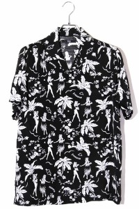 【中古】Rags Mcgregor ラグスマックレガー SIZE:S OG ALOHA O/C SHIRT ボタニカル半袖アロハシャツ BLACK /◆ メンズ